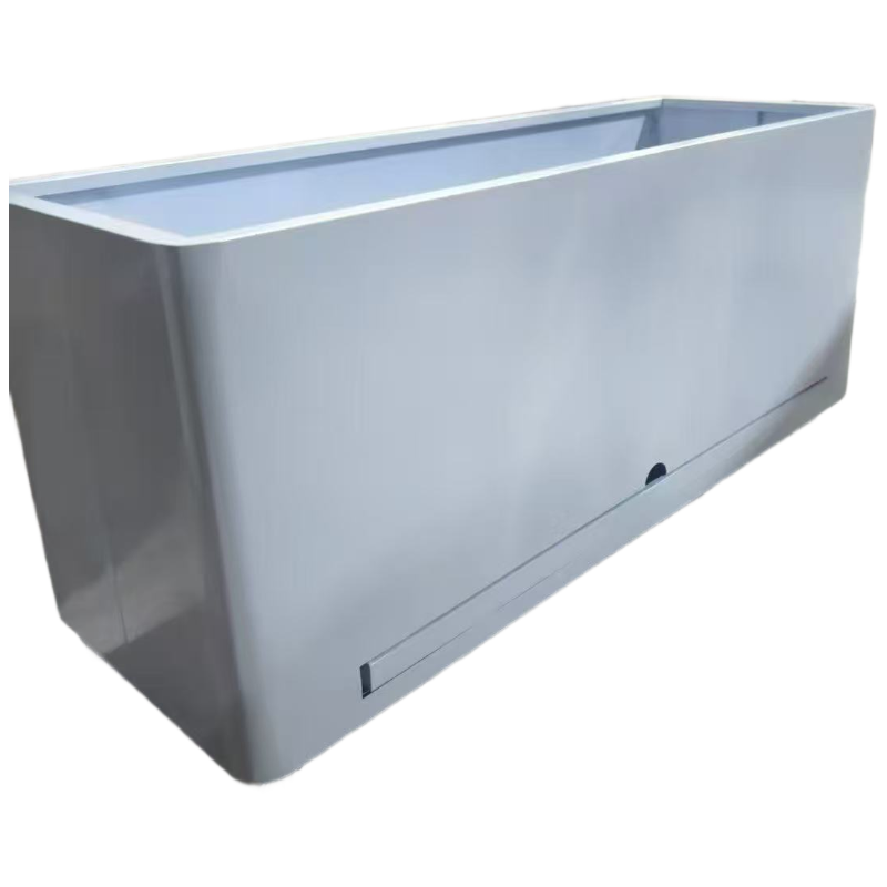 铁艺花箱 120*35*47cm,白色,圆角,镀锌板材,带刹车移动轮,带水盘