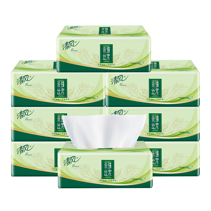 清风抽纸三层110抽16包家用实惠装餐巾纸面巾纸家庭实惠抽纸