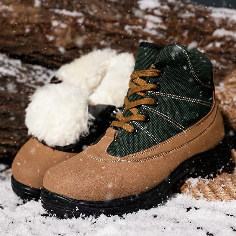 防寒靴标准码38冬季男羊毛靴绿棉靴防寒靴保暖雪地靴户外大头鞋沙漠靴