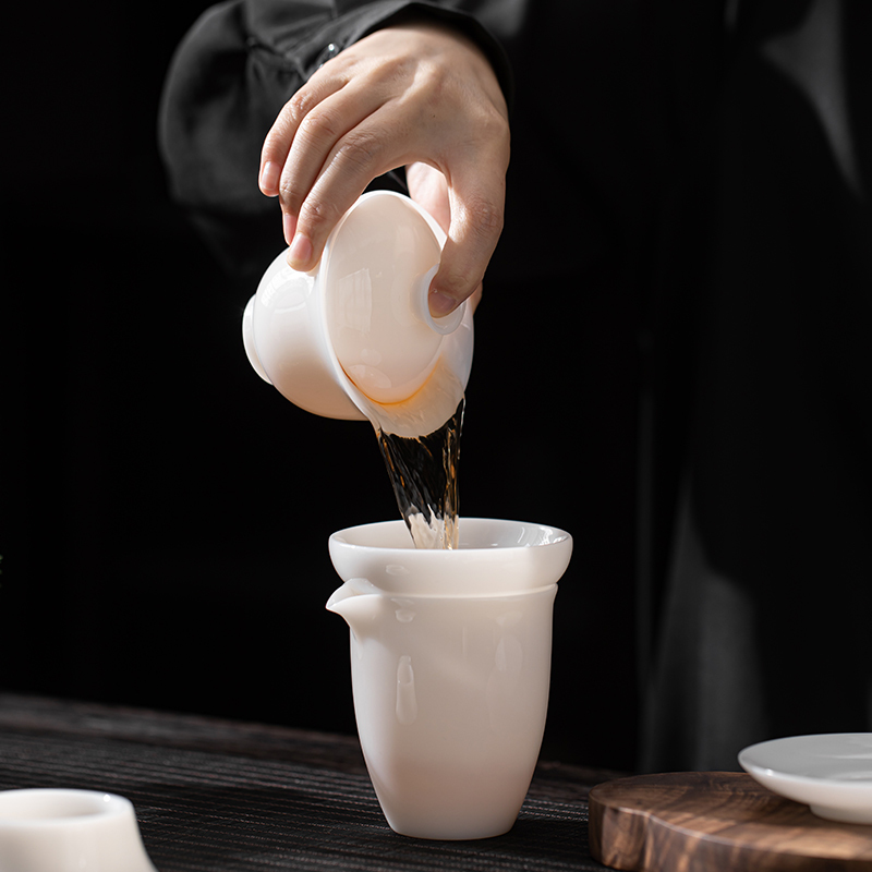 苏氏陶瓷(SUSHI CERAMICS)功夫茶具冰种玉白瓷薄胎羊脂玉厚润如玉高冰款套组