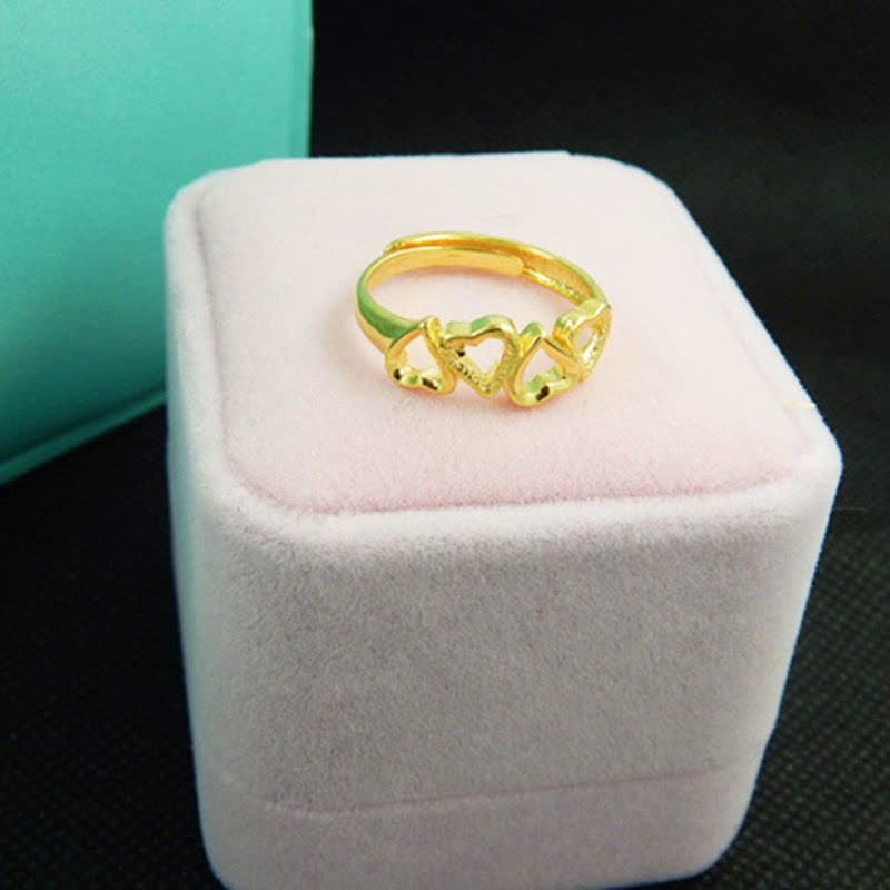 越南沙金欧币饰品黄铜镀金新款四心型女款活口戒指PTHSMY6661送女朋友七夕情人节礼物图片