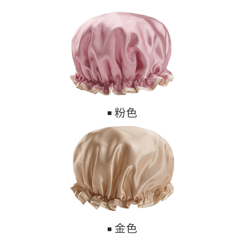 网红沐浴帽女防水长发洗澡双层加厚儿童成人款家用厨房防油防烟潮 三维工匠 [2个装]黑色蝴蝶结+黑色蝴蝶结高清大图