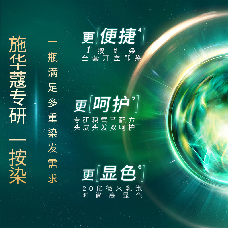 Schwarzkopf施华蔻怡然一按染泡泡染发乳3.0摩卡暖棕染发剂植物染发膏男女多次盖白发高清大图