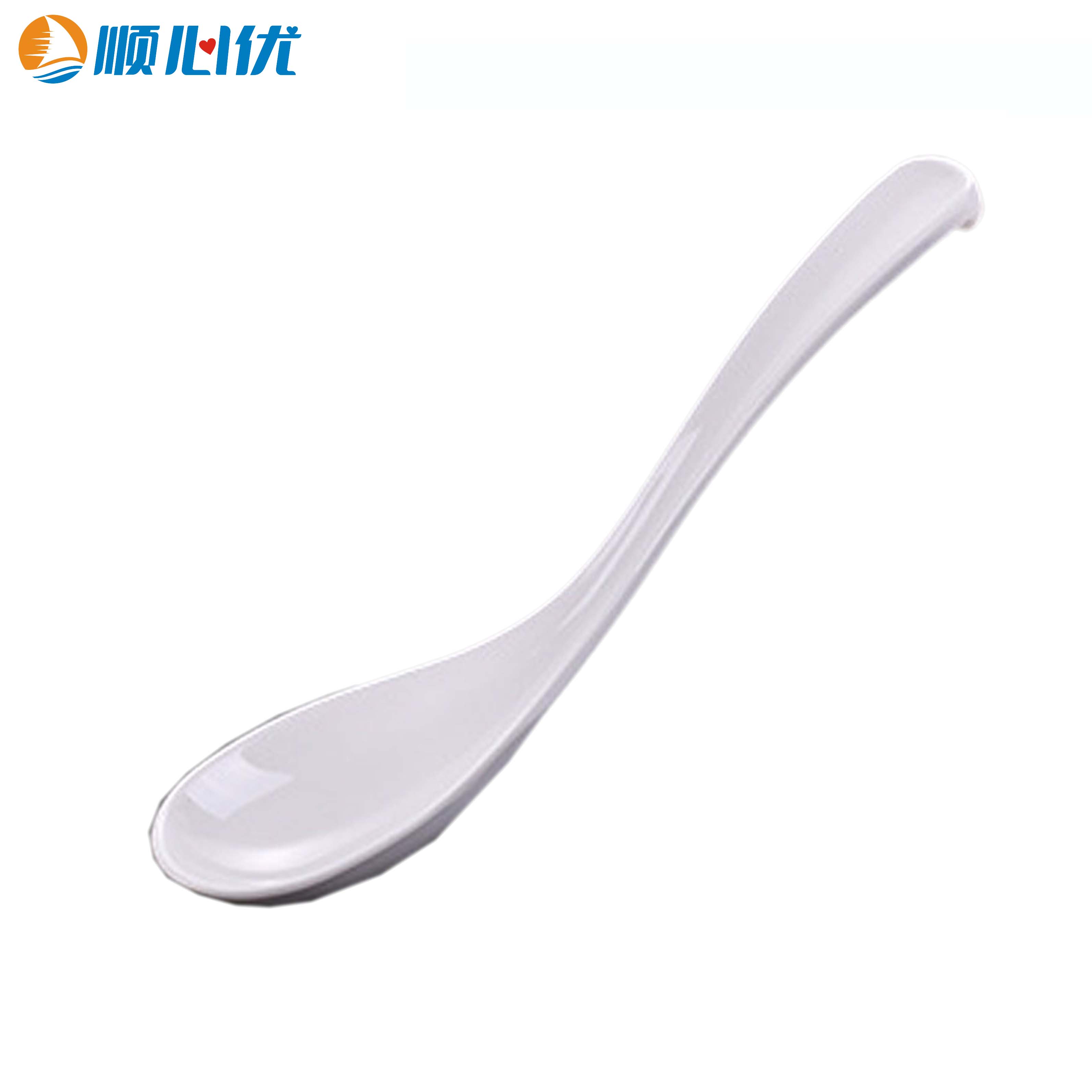 顺心优 密胺仿瓷白色小勺子汤勺饭勺调羹 E款长柄勺/个高清大图