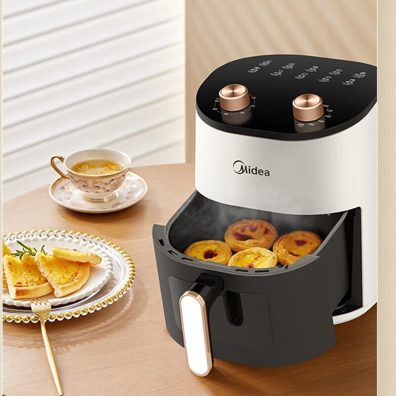 美的(Midea) MF-KZE4588TQ 空气炸锅 4.5L 多功能烤箱一体机双旋钮宽屏可视 抽拉式高清大图