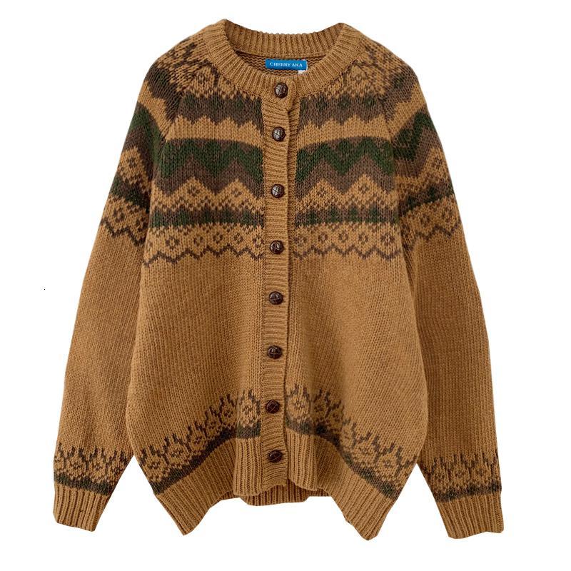 尤柯鸟yoekbird新春优惠时尚韩潮春装复古厚提花毛衣女宽松百搭开衫