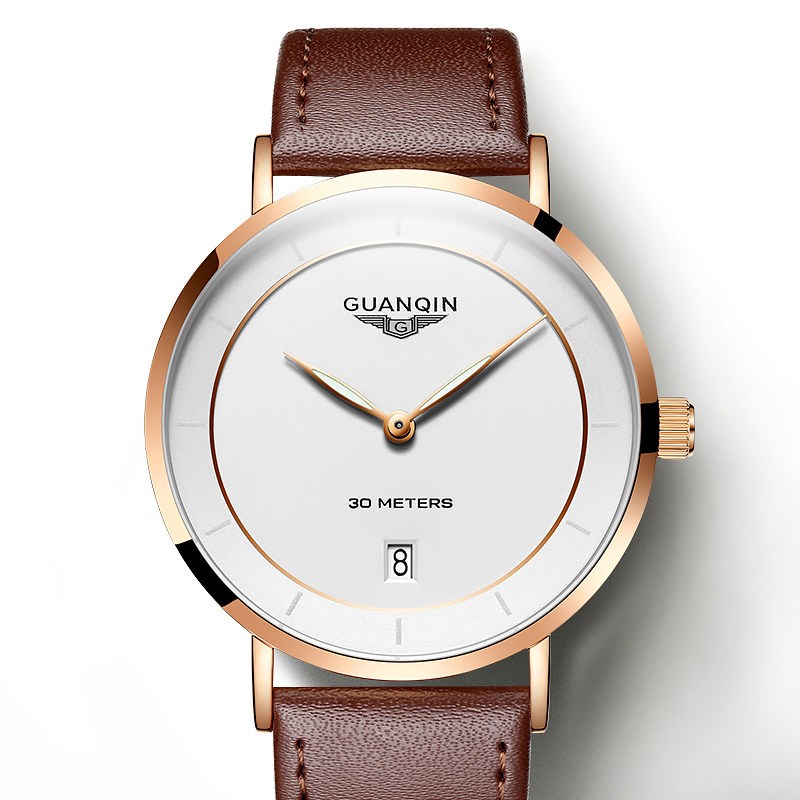 冠琴手表男防水石英表时尚休闲夜光男表皮带精钢简约潮男士手表石英表