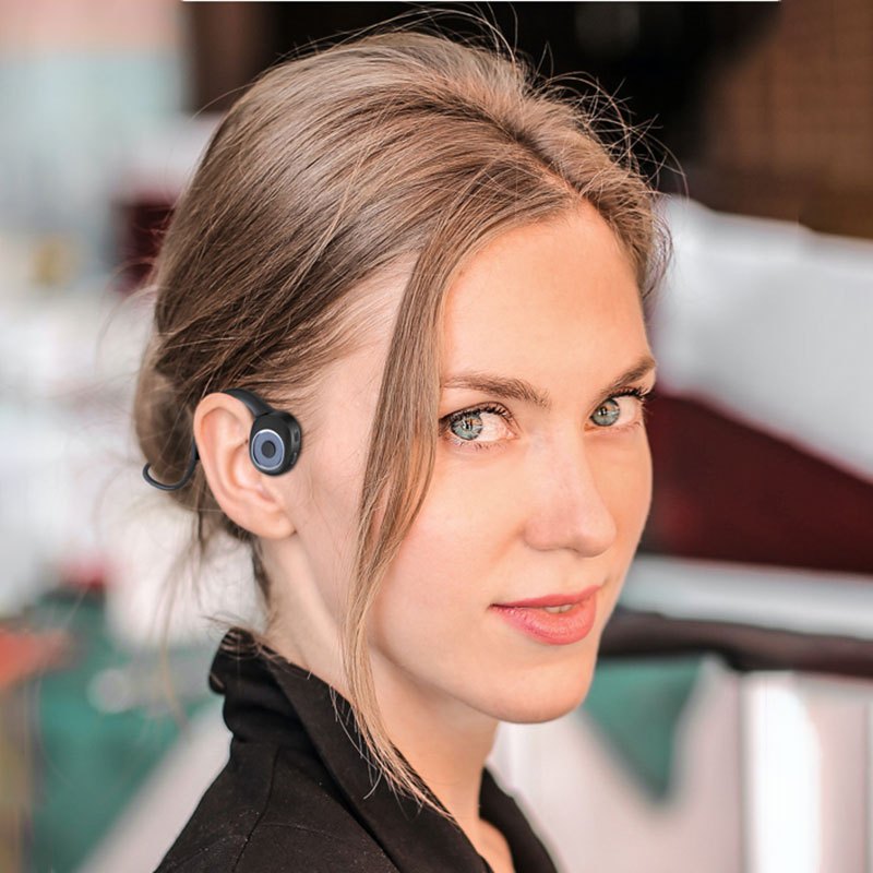 纽曼ge05黑色骨传导蓝牙耳机运动跑步骑行无线感mp3双耳挂脖式挂耳式