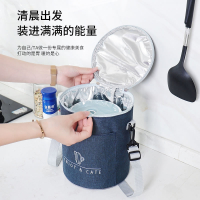 时光旧巷圆形保温装饭盒手提包大号便当袋加厚圆桶铝箔带饭桶保暖袋子餐包