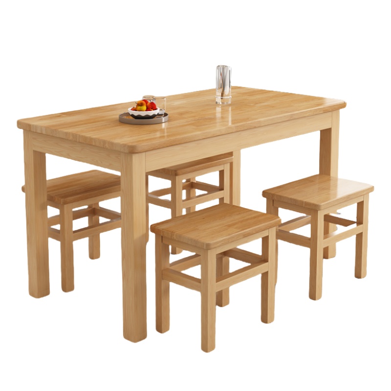 攸形实木餐桌100*60*75cm+4凳套高清大图