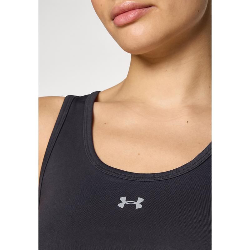 Under Armour女士修身运动健身无缝吸湿排汗背心黑色钢铁色高清大图