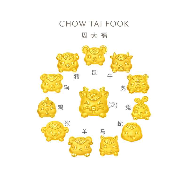 周大福十二生肖 足金定价黄金吊坠转运珠EOR【多款可选】EOR822-EOR833