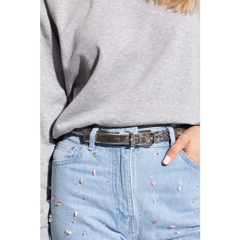 Versace女式细腰带黄铜闪亮精致网格设计简约百搭高清大图