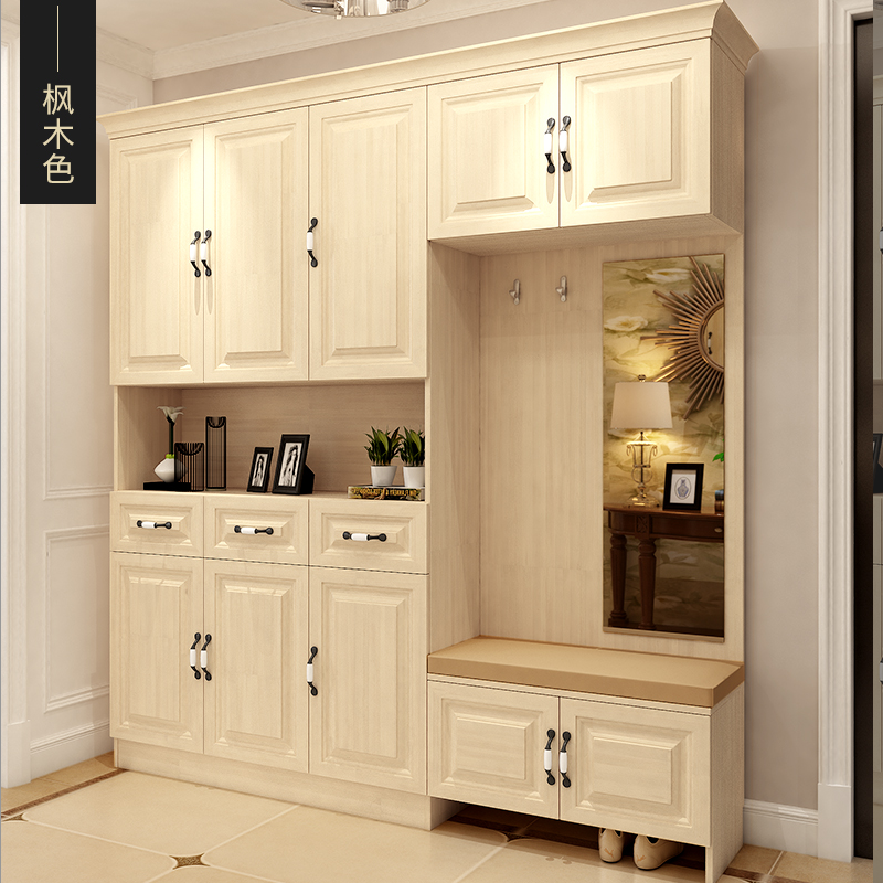 森美人简约现代鞋柜厅柜入户衣帽柜带换鞋凳玄关柜欧式储物柜定制隔断高清大图