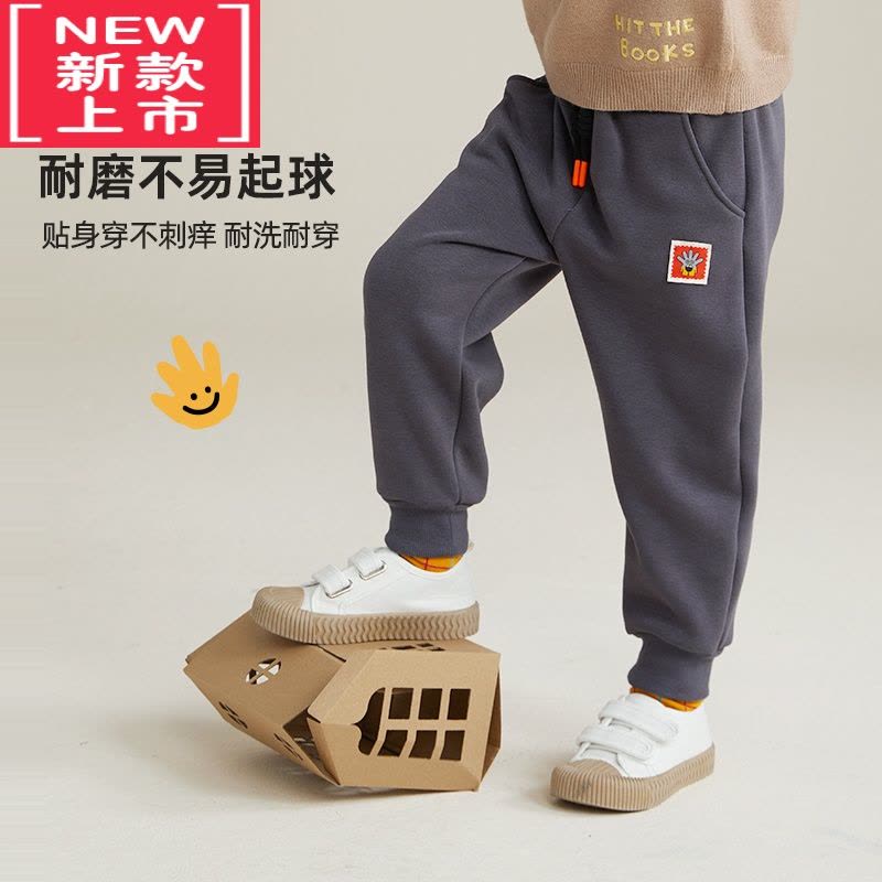 可莉允儿童休闲加绒保暖卫裤2022秋季新款男宝宝运动休闲长裤潮保暖裤图片