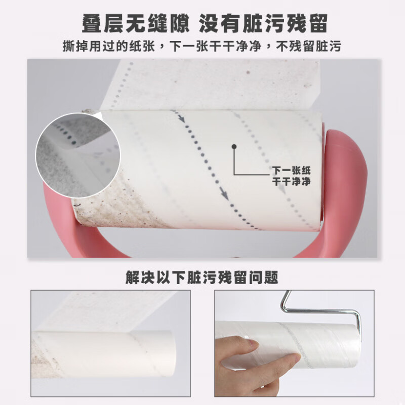 丽佳邦企鹅粘毛器10cm滚筒卷纸替换除尘宠物毛发清洁10cm纸卷60撕1000卷起订高清大图