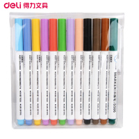 得力(deli)S506彩色白板笔 12色/袋 教学儿童绘画画板彩笔 水性白板笔 儿童画板笔 涂鸦笔 学生文具