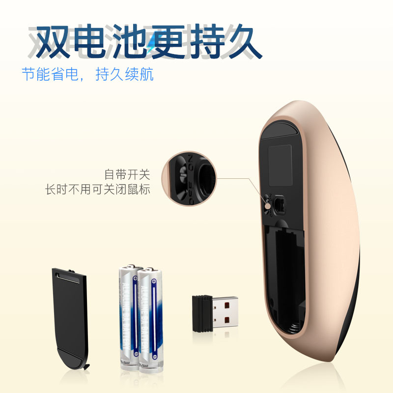 HP/惠普微声办公鼠标轻铝质轻薄便携男女通用无线鼠标 S4000银色