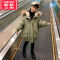 可莉允女童2022新款加厚潮服冬季羽绒棉连帽加绒内胆保暖儿童大口袋棉衣棉服