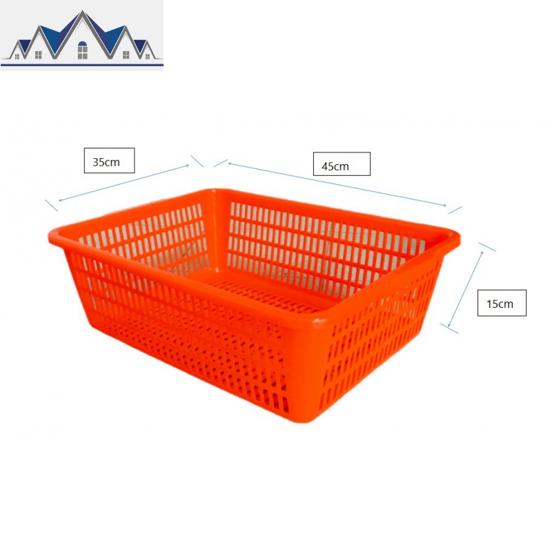 加厚厨房洗菜篮蔬菜彩色塑料篮子配货框子长方形周转框大号收纳筐 三维工匠收纳篮 红3号45*35*15