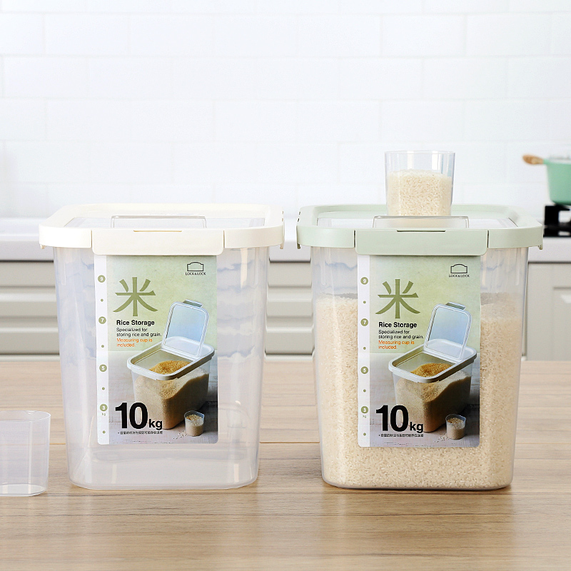 乐扣乐扣（LOCK&LOCK）米桶五谷杂粮箱大容量滑轮翻盖米箱10kg 白色