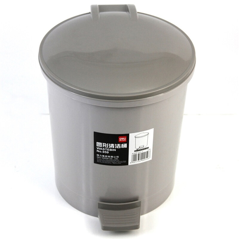 5.5L 脚踏 耐用圆纸篓/清洁桶/垃圾桶 灰色95903