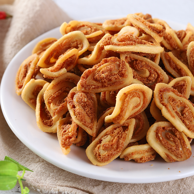 卧龙猫耳朵零食小吃280g*3袋装大份量酥类传统糕点休闲食品麻辣味怀旧食品