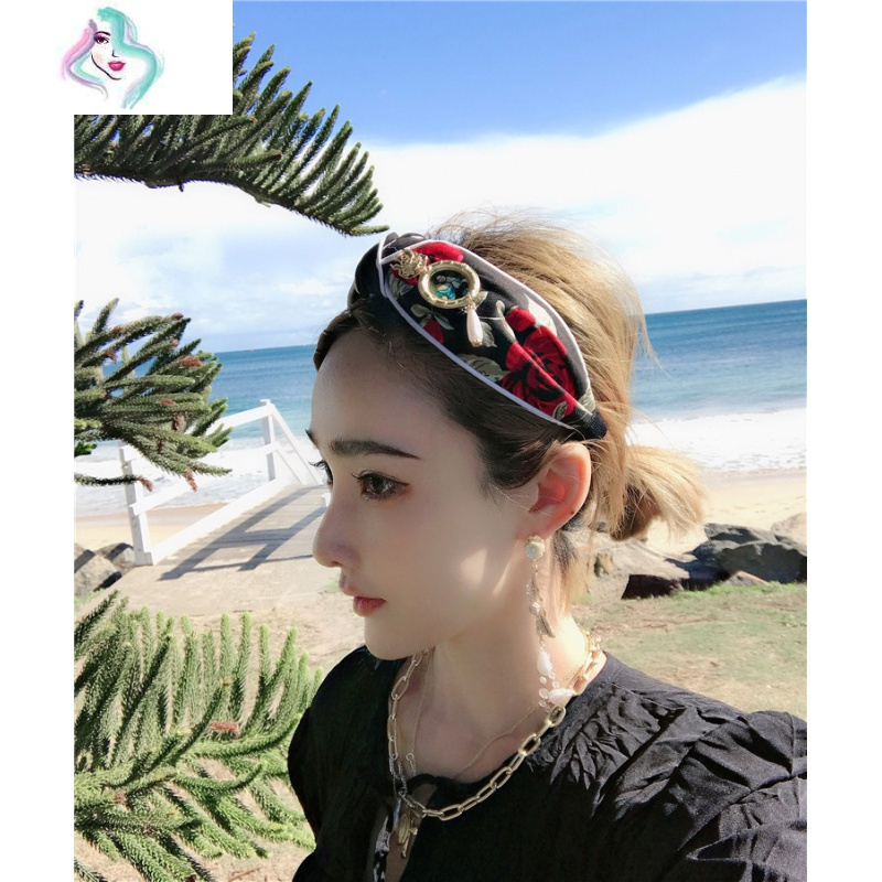 r&u 设计师款欧美复古巴洛克长珍珠打结花苞头饰夹
