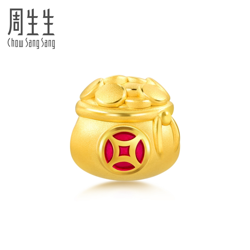 周生生(CHOW SANG SANG)黄金(足金)Charme串珠文化祝福系列钱袋转运珠91504C