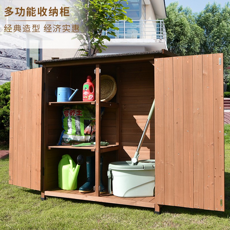 户外收纳柜储物杂物箱庭院阳台实木鞋柜工具大多功能防雨多层 三维工匠高清大图