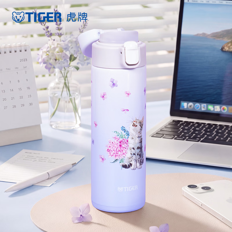 虎牌（TIGER）萌趣喵伴繁花系列新款保冷保温杯 MOY-C48C 480ml高清大图