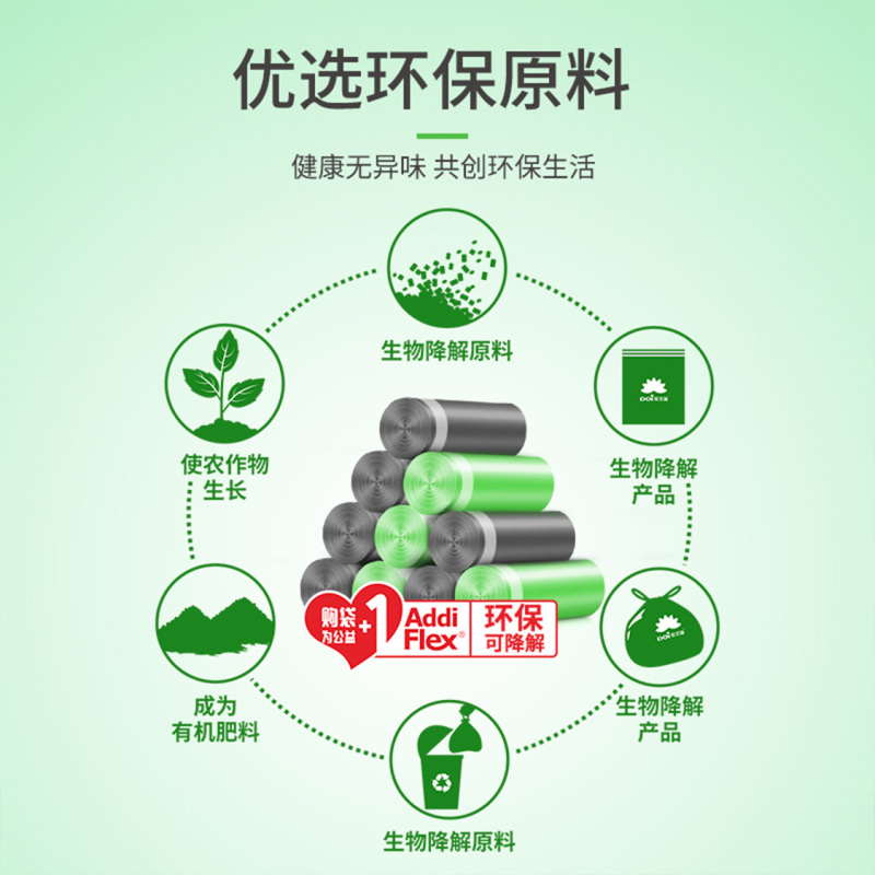 DOI袋芝莲家用穿绳式垃圾袋加厚大号学生宿舍塑料袋四色分类垃圾袋圾圾袋 不穿不漏加厚耐用可降解背心垃圾袋塑料袋