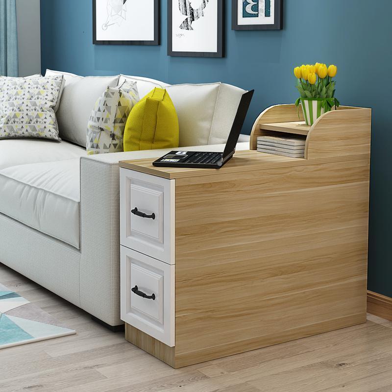 森美人沙发边柜侧边柜欧式边几沙发柜中间小茶几缝隙扶手储物柜隐藏空间 宽25*深90*高60【浅配白】