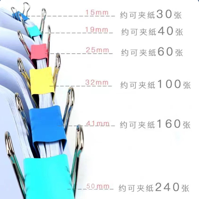 悠米(UMI)1022(混)2#彩色长尾票夹(筒装) 41mm高清大图