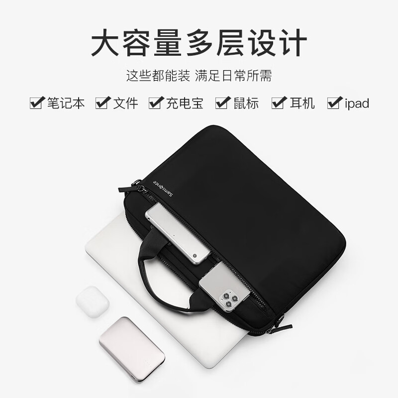 新秀丽(Samsonite)电脑包手提包商务男士公文包14英寸BP5 黑色 BP5*09002
