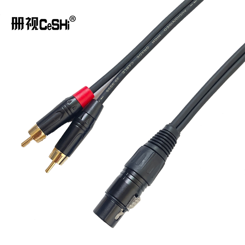 册视卡侬母转双莲花音频线XLR对2RCA公插头镀金一分二8米条高清大图