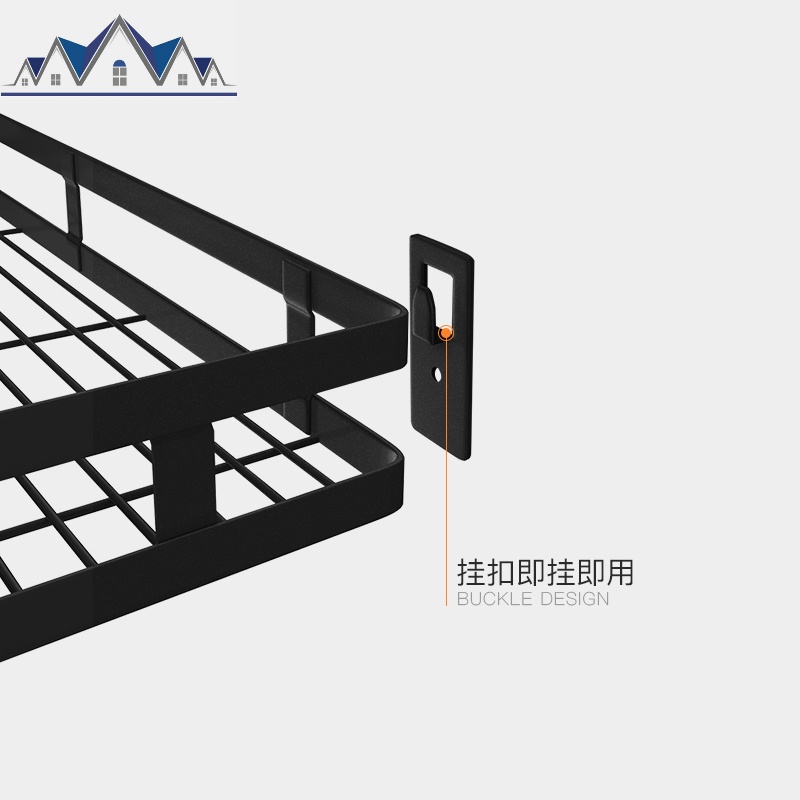 黑色304不锈钢厨房调味料架免打孔墙上置物架壁挂式转角收纳架子_858高清大图