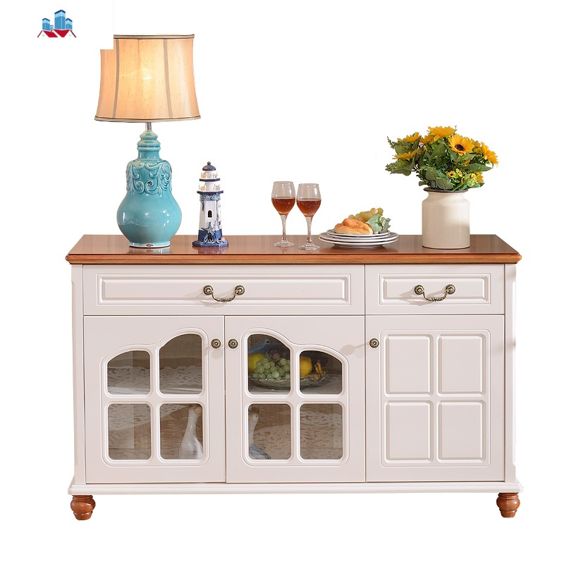 地中海实木餐边柜美式田园酒柜收纳碗柜餐厅茶水柜多功能储物柜子泰