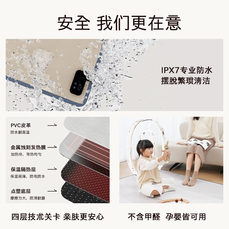 向物(SOTHING)电热地毯地热垫碳晶地暖垫家用电地暖冬天加热地垫石墨烯发热DDN200150-R1140W大号城市款高清大图