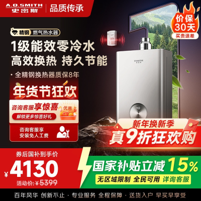 AO史密斯佳尼特 1级能效16L零冷水燃气热水器 JSLQ28-TJ3