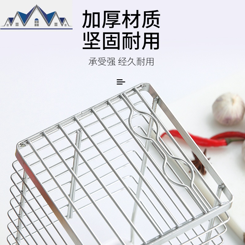 304不锈钢刀架厨房用品多功能收纳架免打孔刀具置物架落地菜刀座 三维工匠高清大图