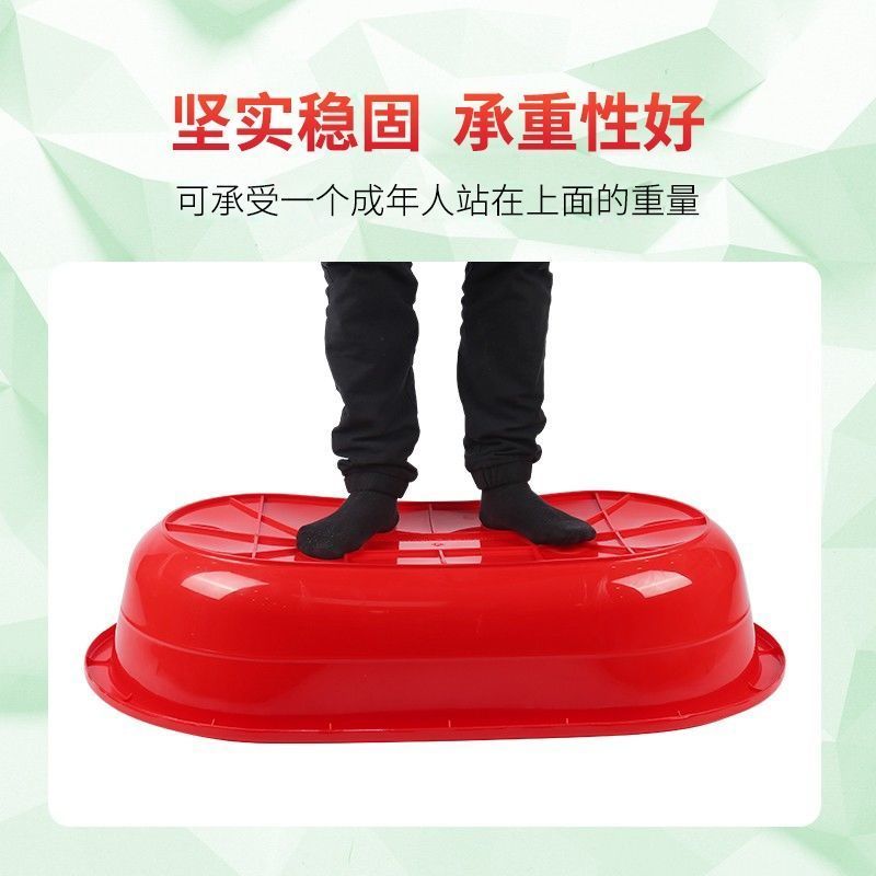 A4圆盆直径50高13.5cm 红色 大号加厚塑料长盆洗澡盆家用洗衣盆圆盆水产养殖龙虾盆泡瓷砖桶