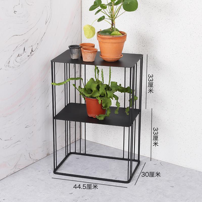 森美人北欧小茶几现代简约轻奢边几柜小窄高金色u型铁艺置物架多功能 黑色长方形双层边几