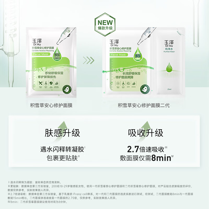 玉泽积雪草安心修护面膜6片/盒面膜高清大图