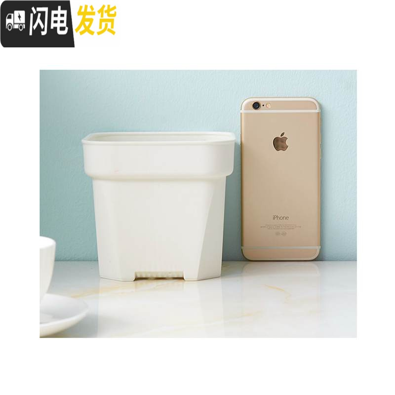 三维工匠经典加强特厚黑白小方大方多肉家庭园艺植物塑料磨砂浅方花盆 白色浅方20个 8cm口径花盆容器