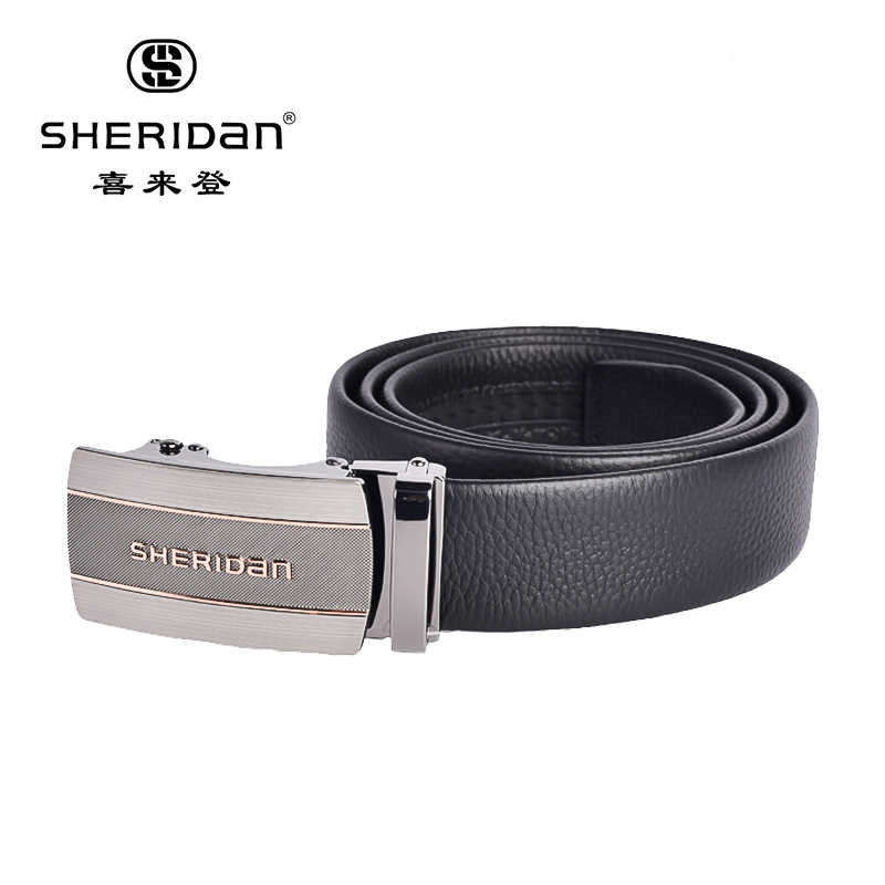 喜来登SHERIDAN男士头层牛皮自动扣皮带高清大图