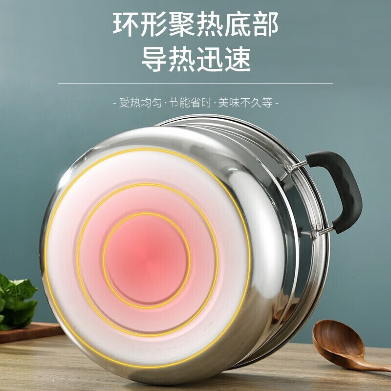 拜格蒸锅BG1547不锈钢锅家用厨房蒸馒头鱼蟹二层汤蒸锅燃气灶电磁炉通用 双层蒸锅 28cm高清大图