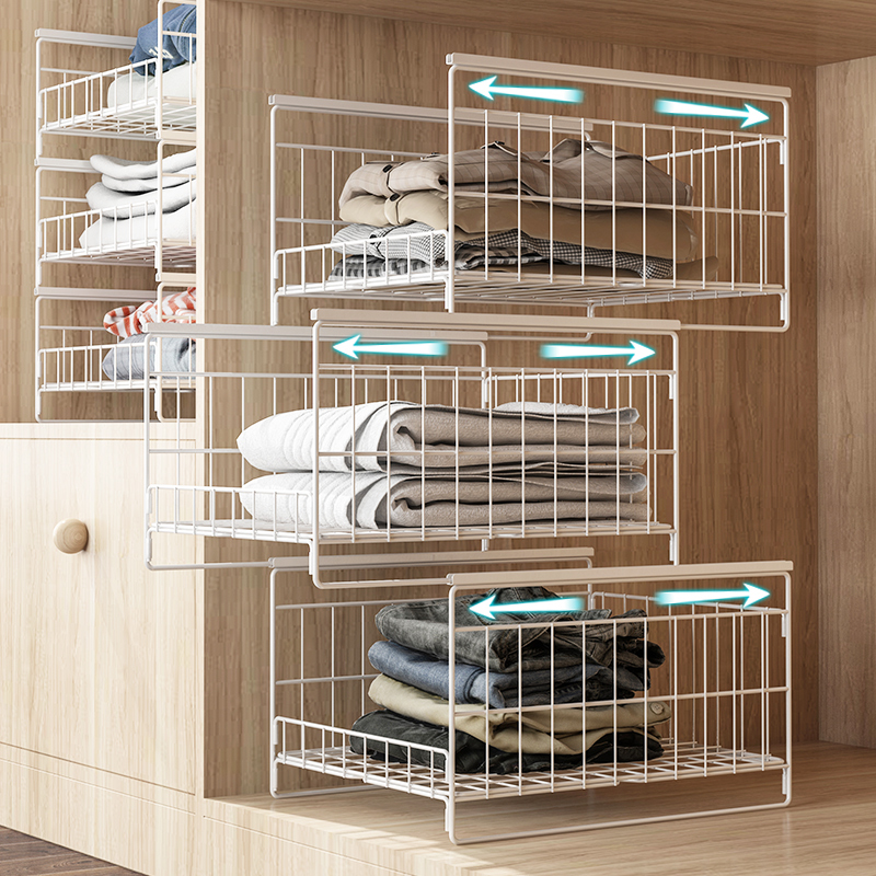 卧室衣柜收纳分层隔板抽屉式衣橱衣物闪电客收纳抽拉柜内衣服置物架