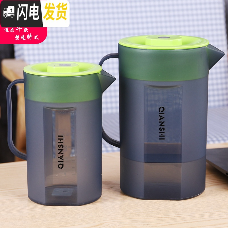 三维工匠耐热高温塑料冷水壶茶壶家用套装凉水杯凉水壶大容量果汁壶带刻度 单壶1.5-随机不指定(无刻度)