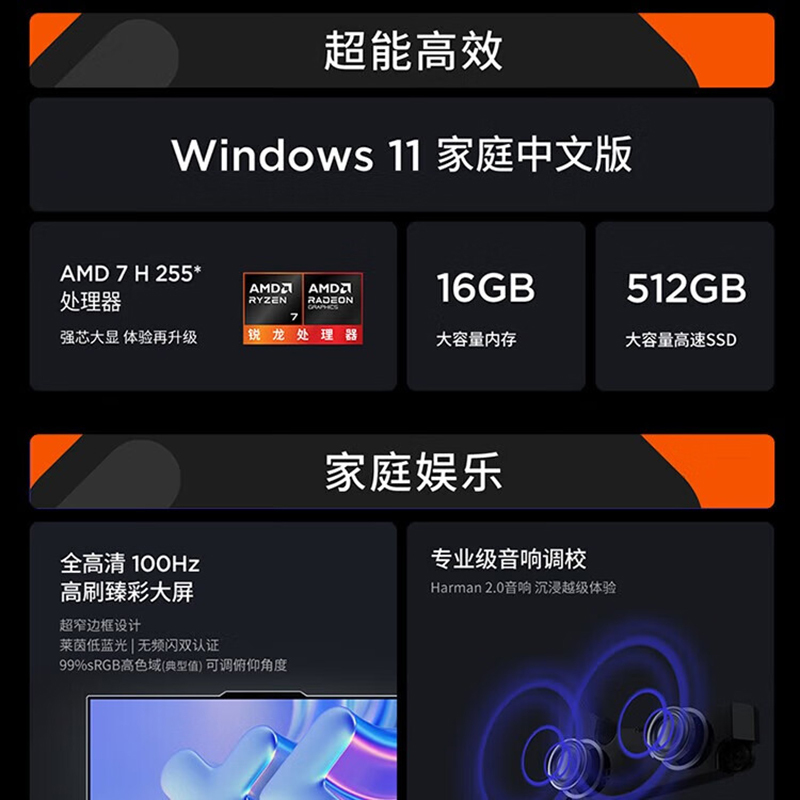 联想(Lenovo)小新24 23.8英寸一体机台式电脑(AMD R7 H255 16G 512G SSD 摄像头 win11)云影白 微边框高性能商务办公家用网课高清大图